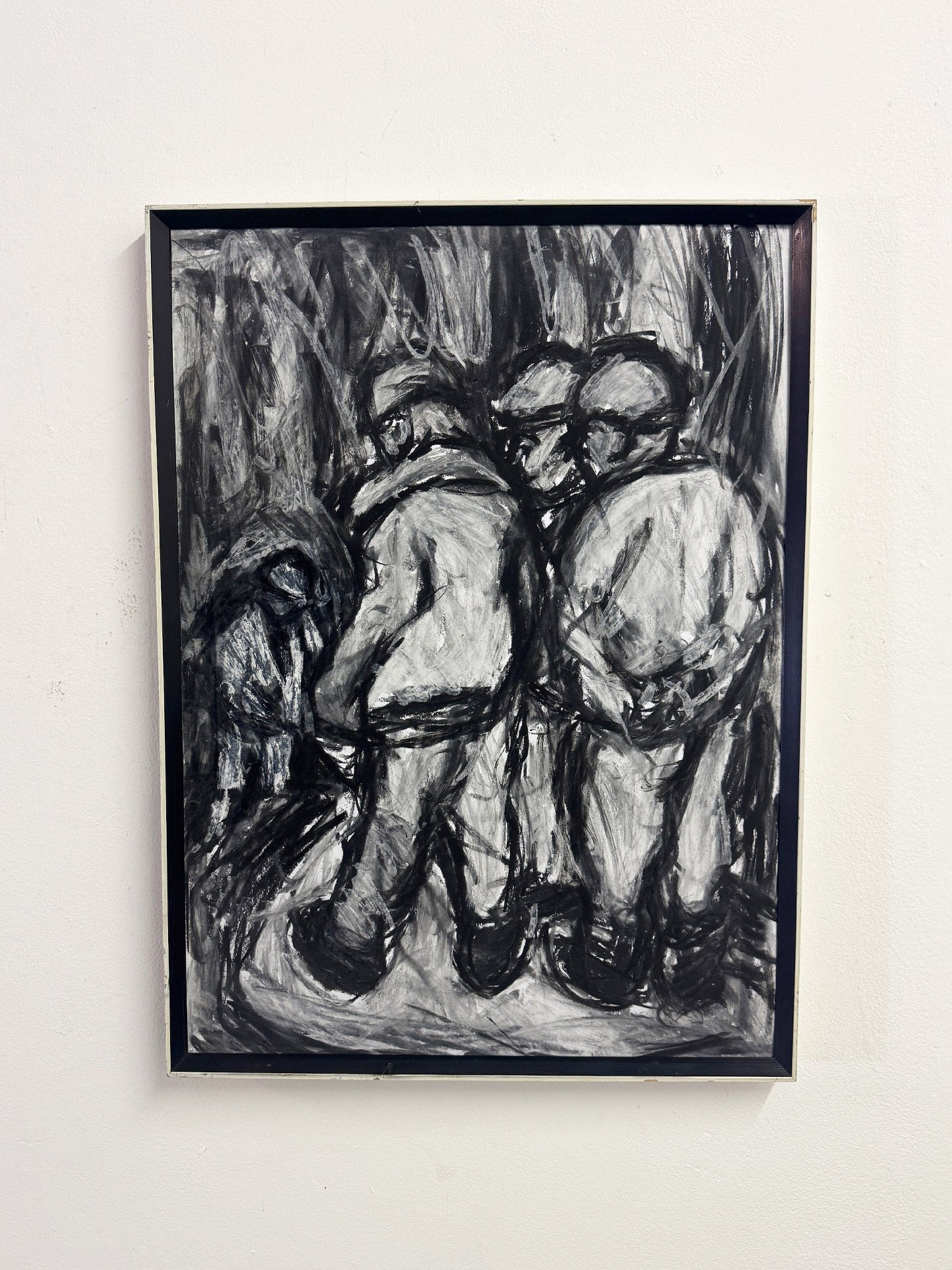 Barry De More, Yorkshire Miners - Vintage Expressive Charcoal Figurative Drawing