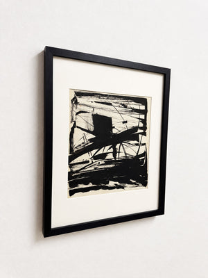 Mid-Century Signed Monochrome Abstract Expressionist Painting