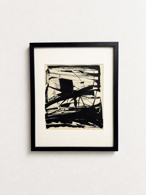 Mid-Century Signed Monochrome Abstract Expressionist Painting