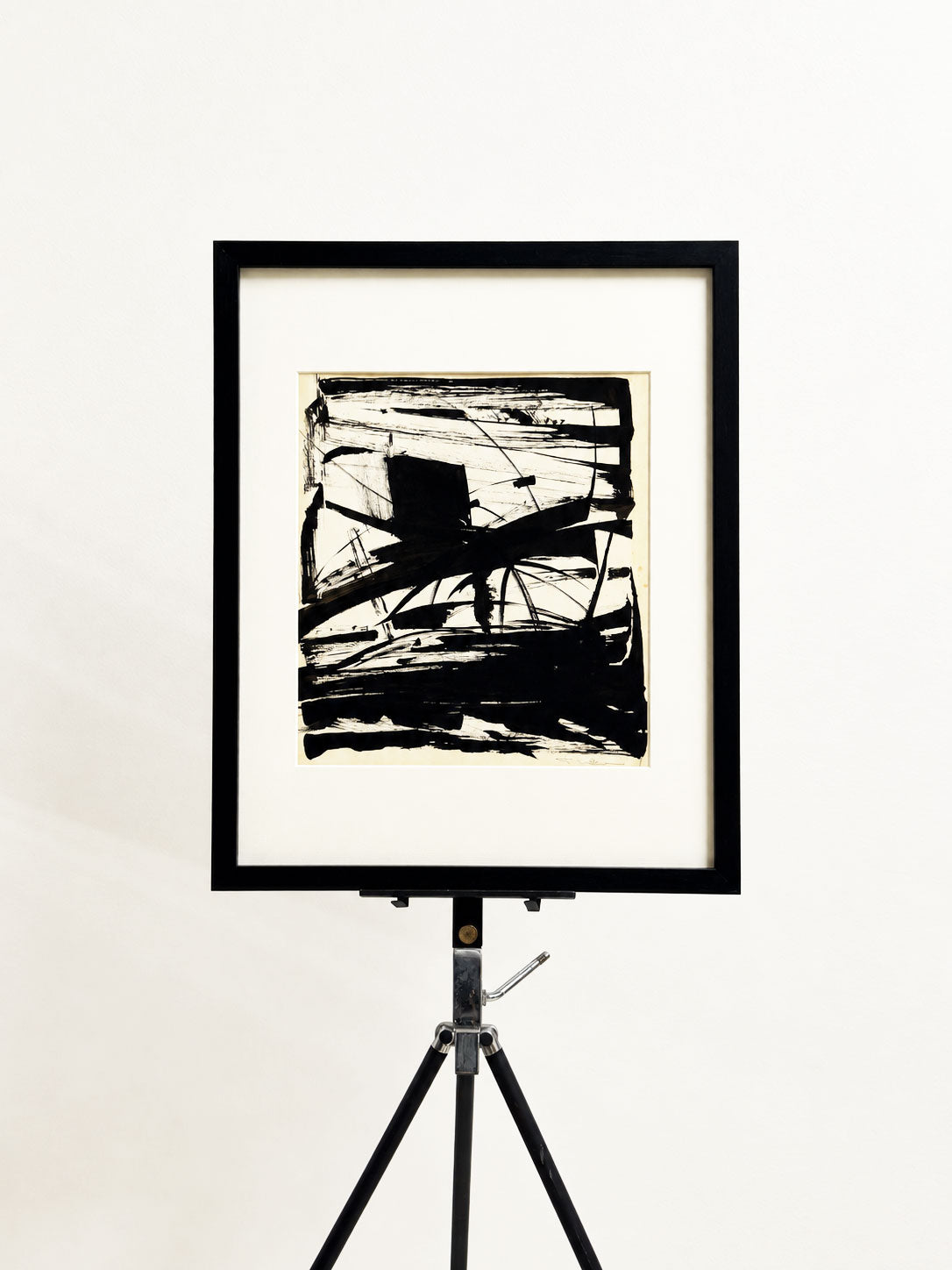 Mid-Century Signed Monochrome Abstract Expressionist Painting