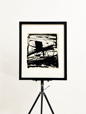 Mid-Century Signed Monochrome Abstract Expressionist Painting