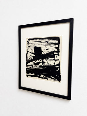 Mid-Century Signed Monochrome Abstract Expressionist Painting
