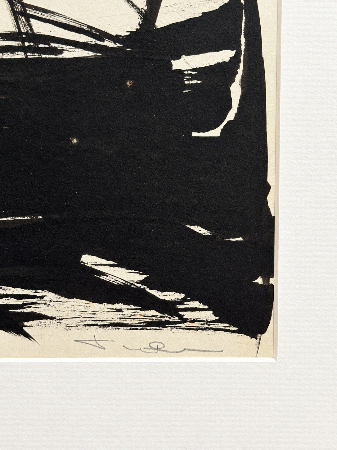 Mid-Century Signed Monochrome Abstract Expressionist Painting