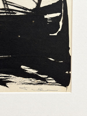 Mid-Century Signed Monochrome Abstract Expressionist Painting