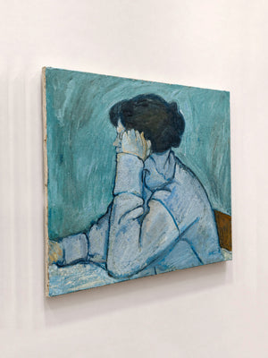 Large Mid-Century Modern Expressionist Female Portrait Oil Painting c.1960s