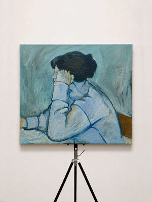 Large Mid-Century Modern Expressionist Female Portrait Oil Painting c.1960s