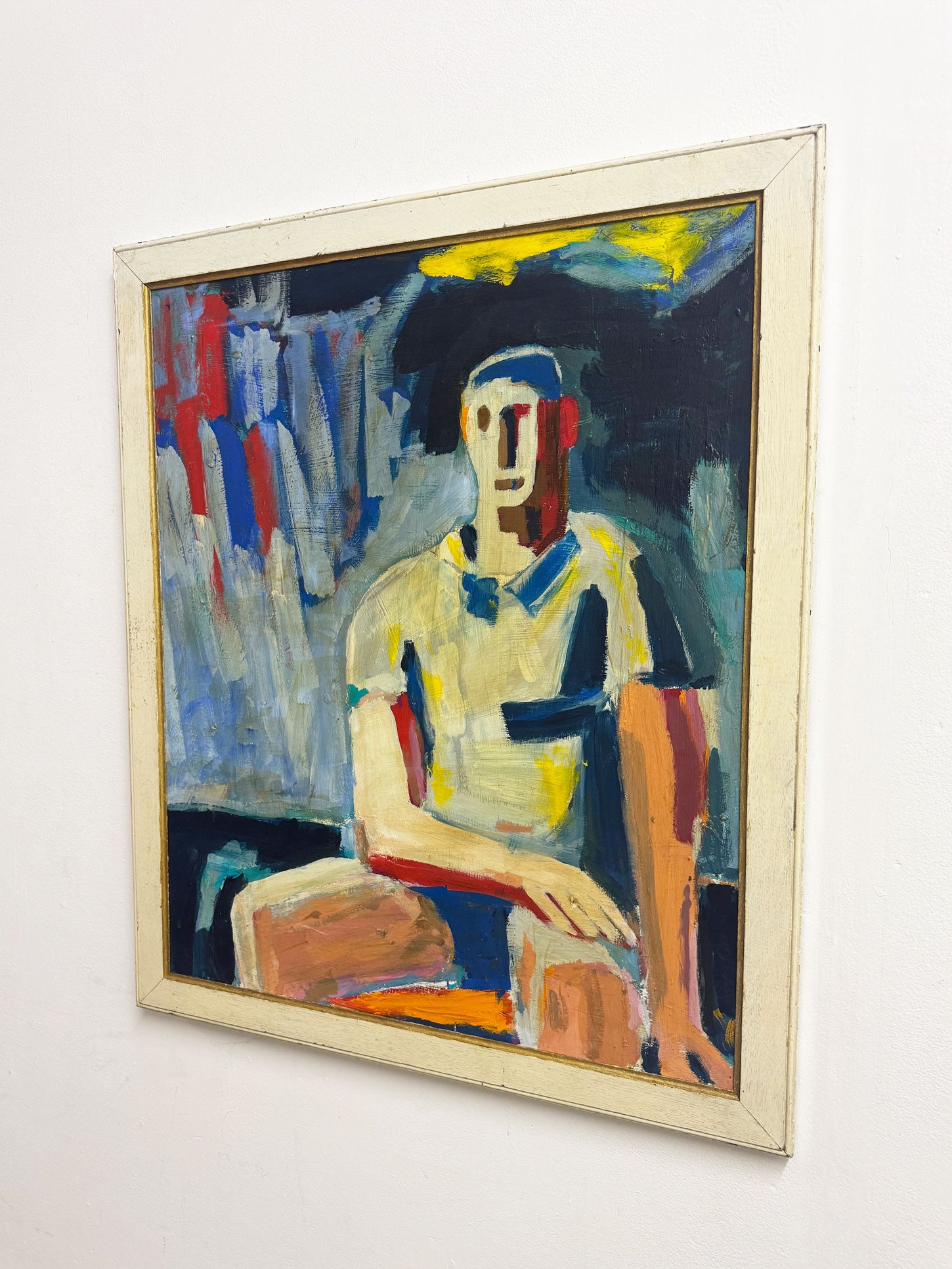 Vintage Figurative Portrait in the Style of David Park – Expressive Modernist Oil Painting