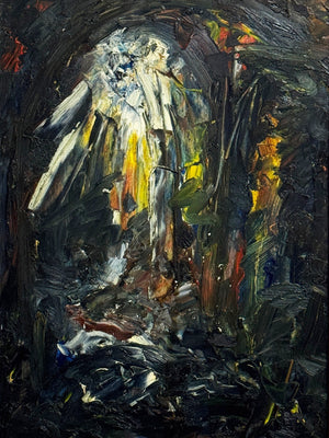 Mid-Century Abstract Oil Painting Textured Expressionist Modernist Artwork Framed