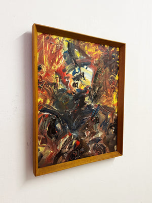 Mid-Century Abstract Oil Painting Expressive Modernist Artwork