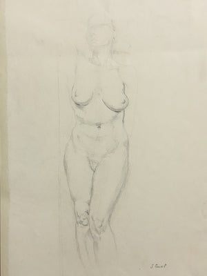 Vintage 1930's Female Nude Figure Study – Architectural Association Life Drawing 1935–36