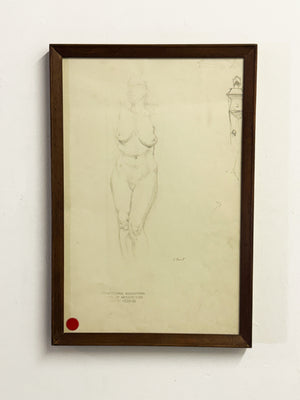 Vintage 1930's Female Nude Figure Study – Architectural Association Life Drawing 1935–36