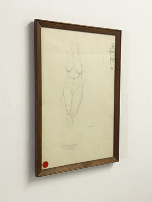 Vintage 1930's Female Nude Figure Study – Architectural Association Life Drawing 1935–36