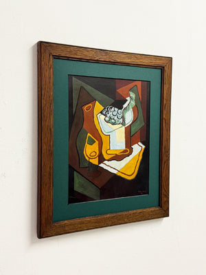 Vintage Cubist Still Life Oil Painting