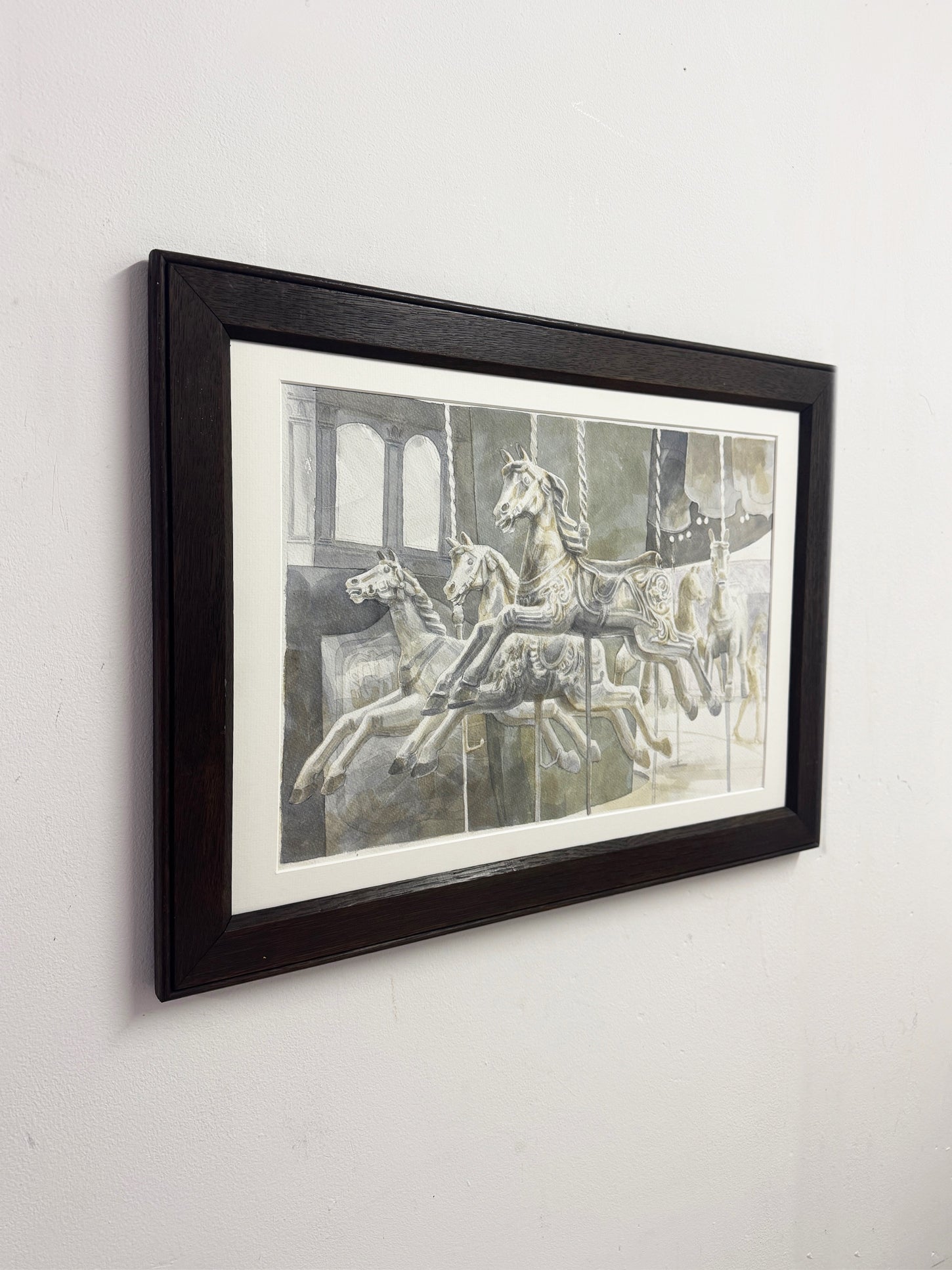 Mid-Century Fairground Carousel Horses Painting, Keith Banks
