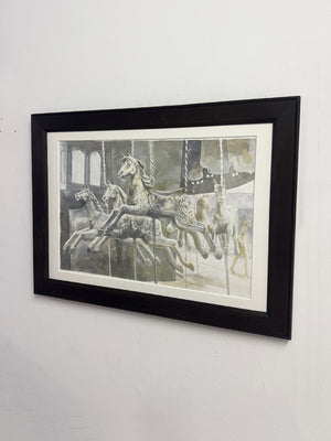Mid-Century Fairground Carousel Horses Painting, Keith Banks