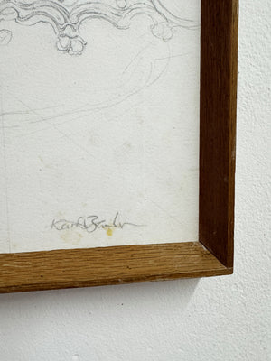 Keith Banks Original Vintage Fairground Carousel Pencil Drawing Study