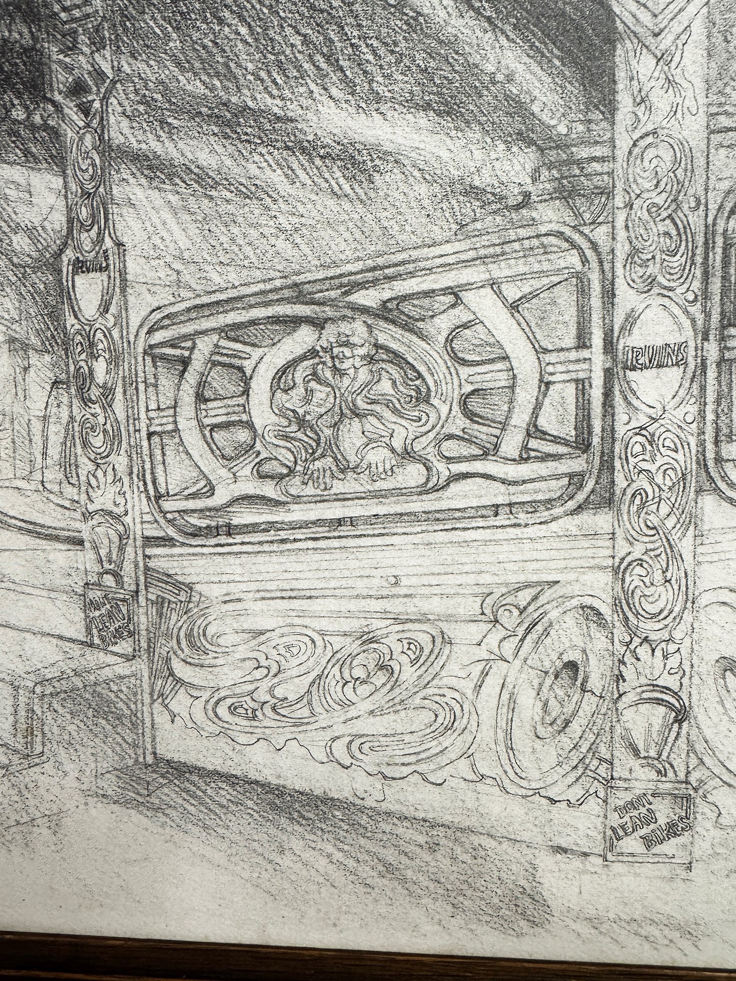Keith Banks Original Fairground Waltzer Pencil Drawing c.1970s-1980s