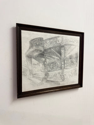 Keith Banks Original Fairground Waltzer Pencil Drawing c.1970s-1980s
