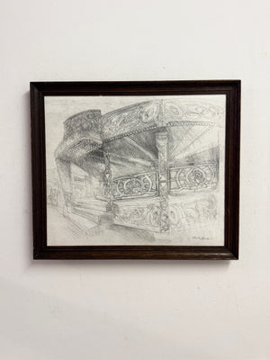 Keith Banks Original Fairground Waltzer Pencil Drawing c.1970s-1980s