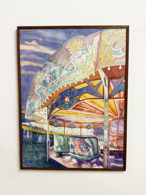 Large Keith Banks Original Fairground Waltzer Watercolour Painting