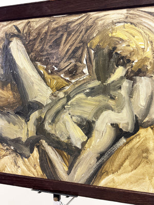 Large Mid-Century Modernist Scandinavian Figurative Nude Oil Painting, c.1960s