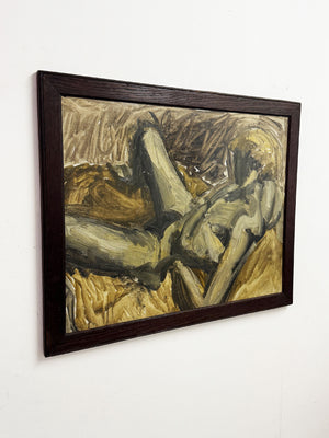 Large Mid-Century Modernist Scandinavian Figurative Nude Oil Painting, c.1960s