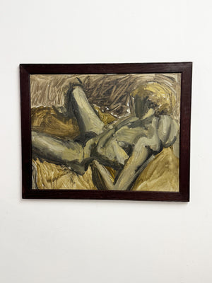 Large Mid-Century Modernist Scandinavian Figurative Nude Oil Painting, c.1960s