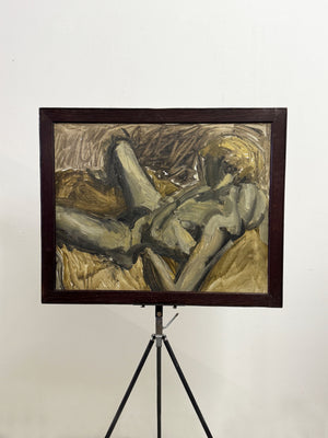 Large Mid-Century Modernist Scandinavian Figurative Nude Oil Painting, c.1960s