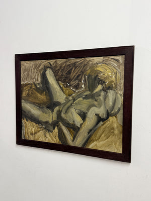 Large Mid-Century Modernist Scandinavian Figurative Nude Oil Painting, c.1960s