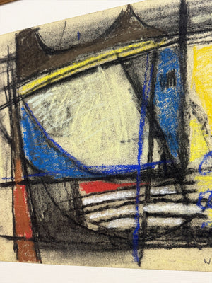 Martin Walton Modernist Abstract Pastel Drawing, Signed and Dated