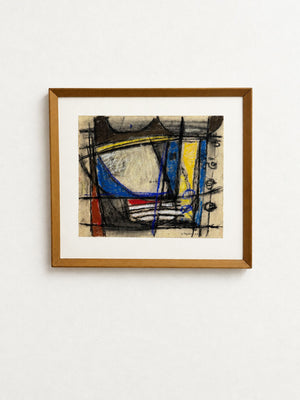 Martin Walton Modernist Abstract Pastel Drawing, Signed and Dated