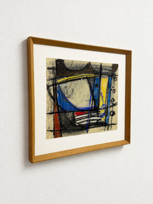 Martin Walton Modernist Abstract Pastel Drawing, Signed and Dated