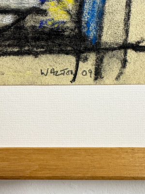 Martin Walton Modernist Abstract Pastel Drawing, Signed and Dated