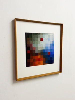 Mid-Century Geometric Colour Grid Abstract Painting
