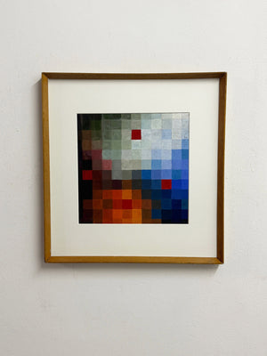 Mid-Century Geometric Colour Grid Abstract Painting
