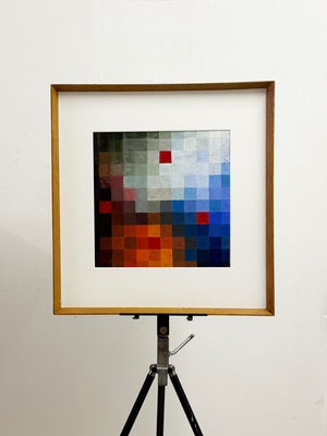 Mid-Century Geometric Colour Grid Abstract Painting