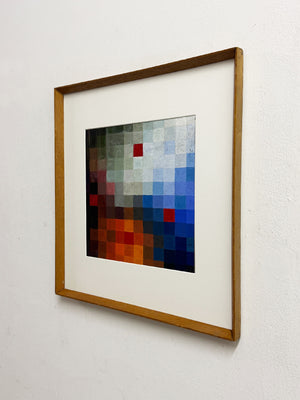 Mid-Century Geometric Colour Grid Abstract Painting