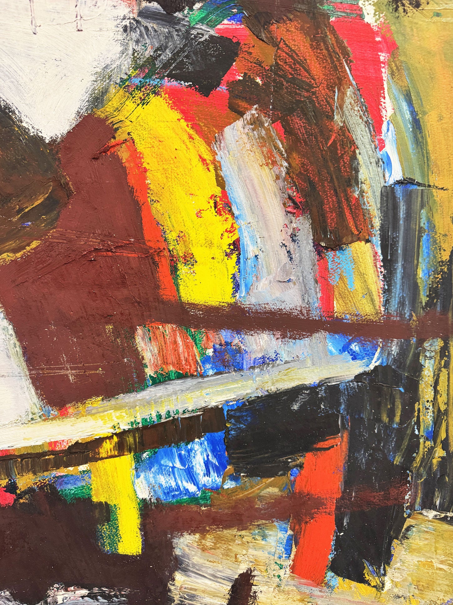 Mid-Century Textured Abstract Oil Painting