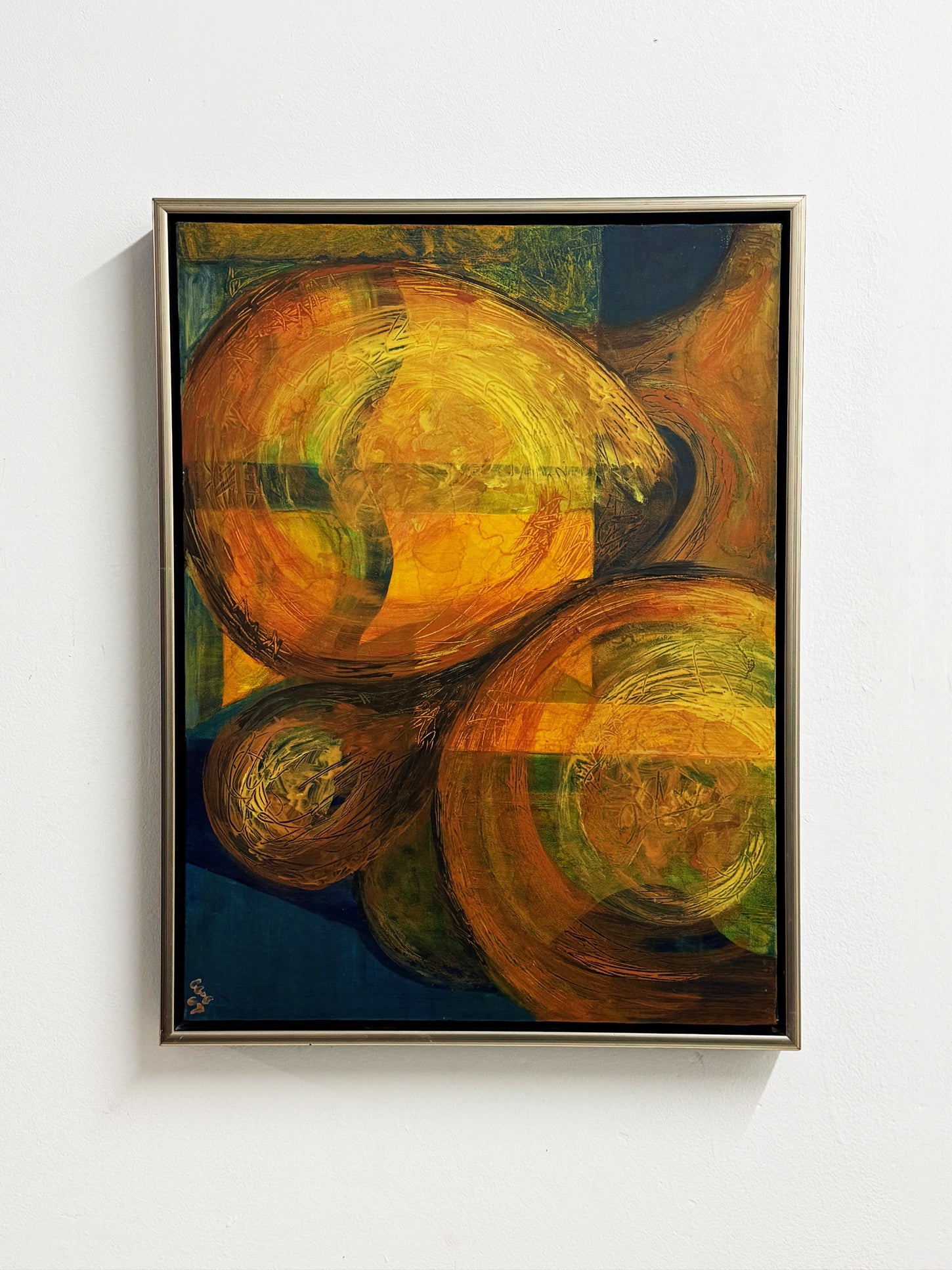 Mid Century Modern Abstract Painting, Original Vintage Artwork