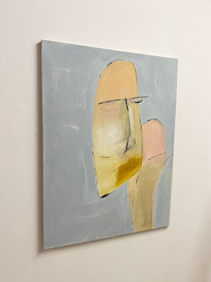 Large Mid-Century Abstract Signed Portrait Canvas Painting