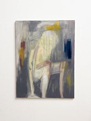 Large Mid-Century Abstract Figurative Signed Painting on Canvas