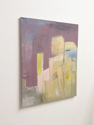 Large Mid-Century Abstract Figurative Signed Painting on Canvas