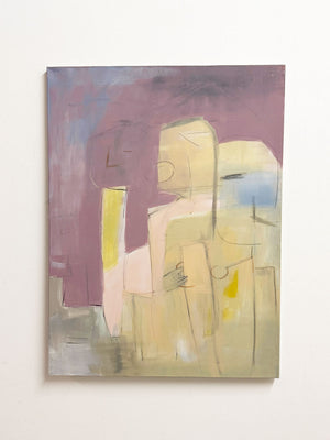Large Mid-Century Abstract Figurative Signed Painting on Canvas