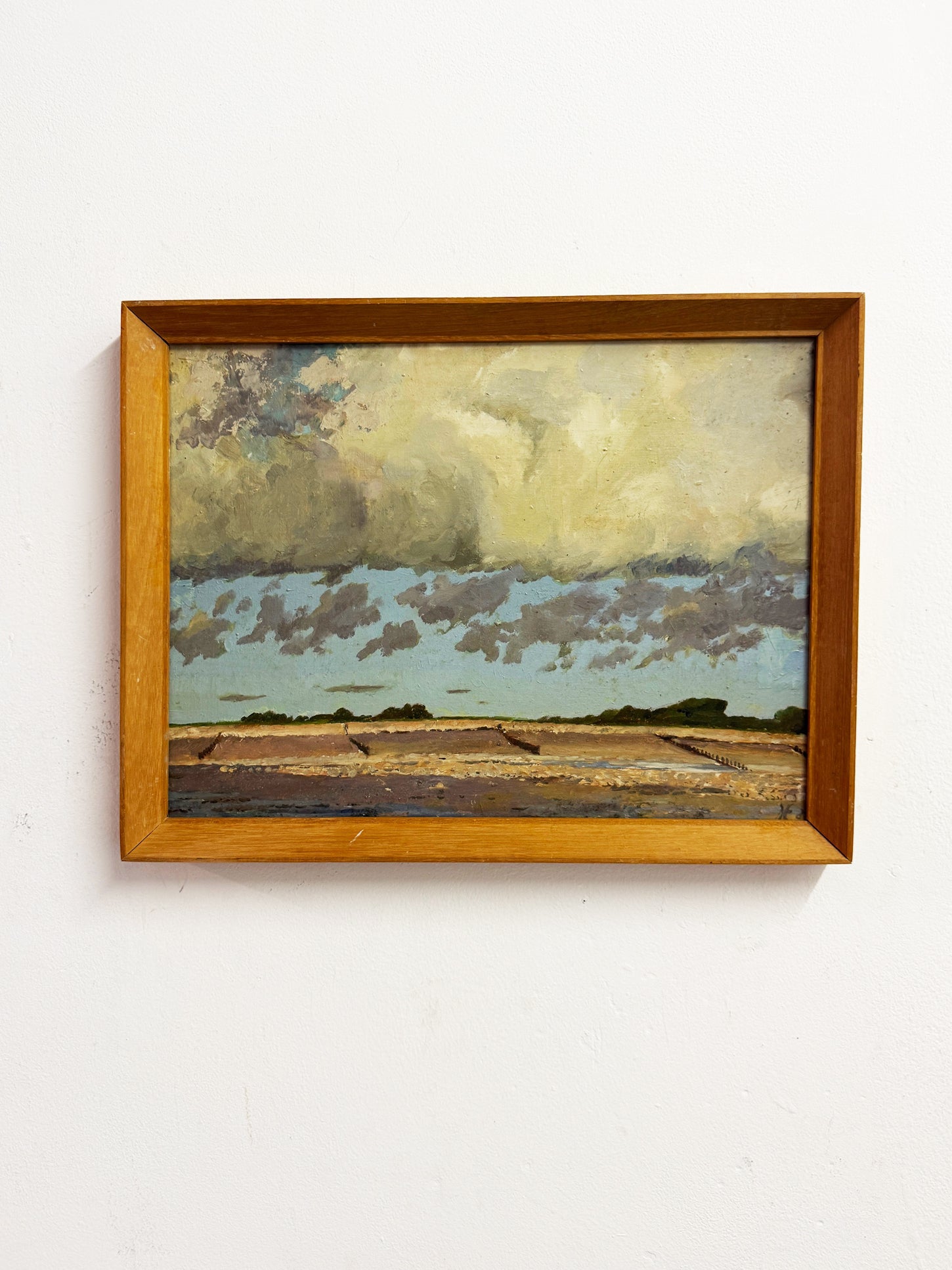 Mid-Century Vintage Coastal Landscape Oil Painting
