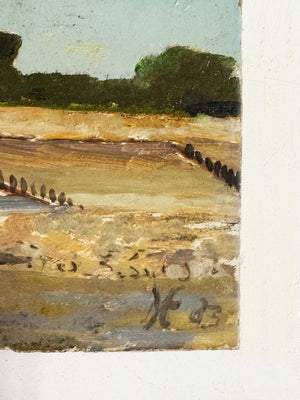 Mid-Century Vintage Coastal Landscape Oil Painting