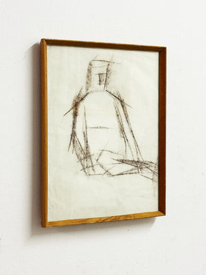 Scandinavian School, Mid-Century Cubist Figurative Study Drawing