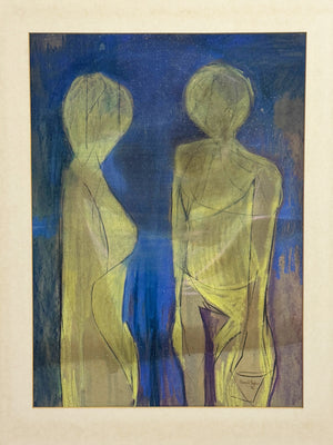 David Sykes 1970s Mid-Century Figural Abstract Painting