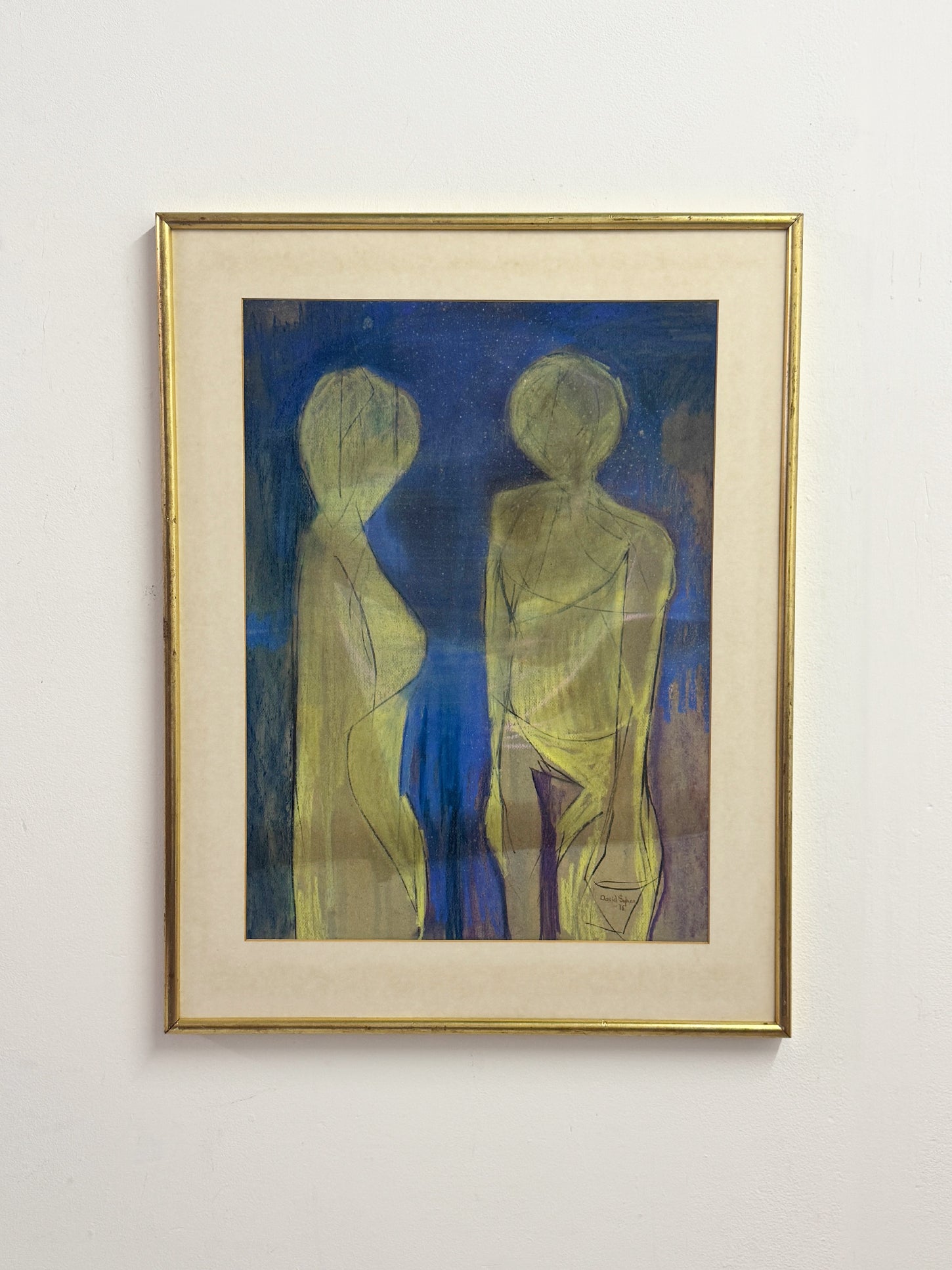David Sykes 1970s Mid-Century Figural Abstract Painting