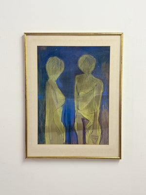 David Sykes 1970s Mid-Century Figural Abstract Painting