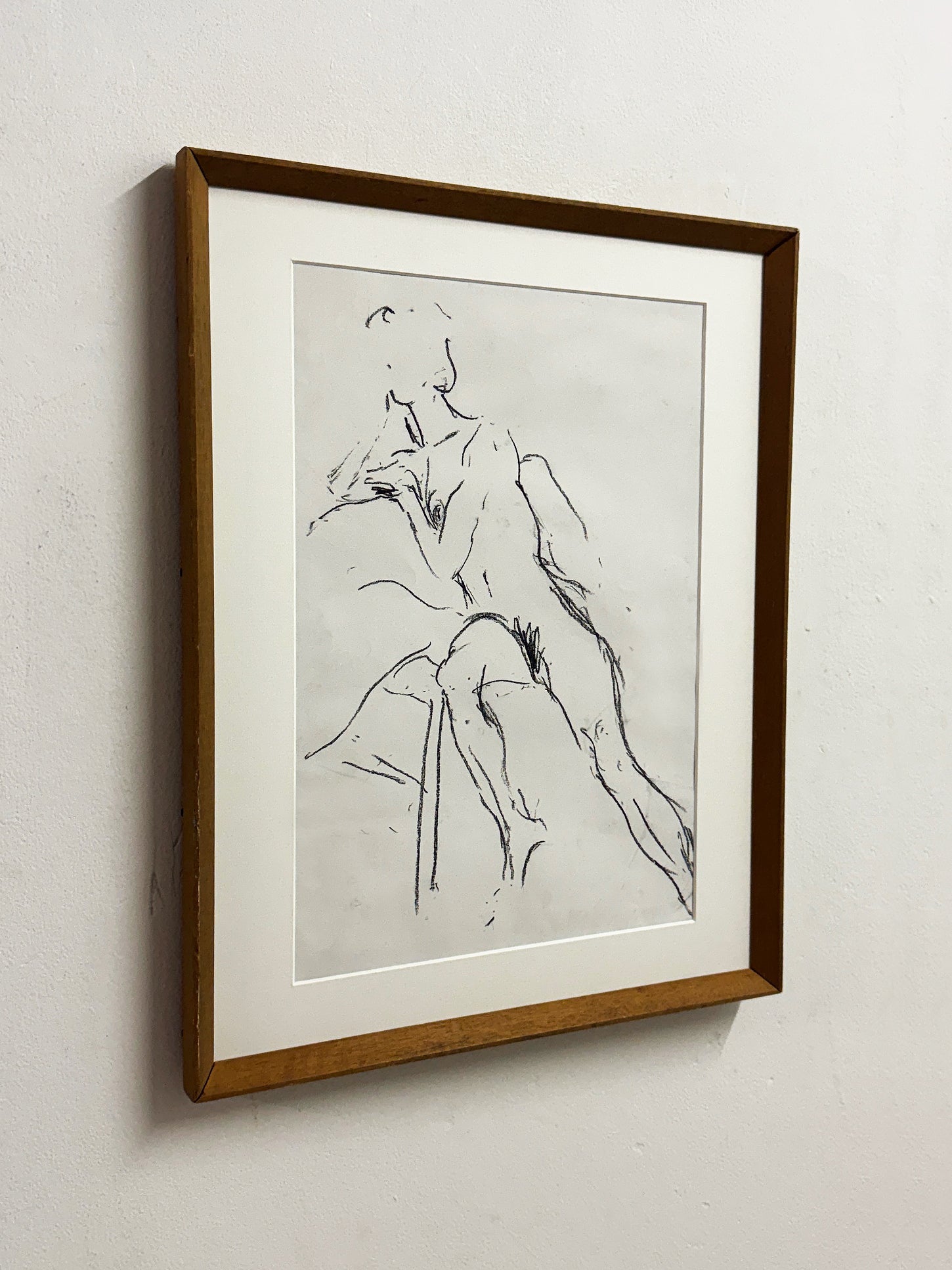 1970s Modernist Abstract Nude Figure Study Drawing
